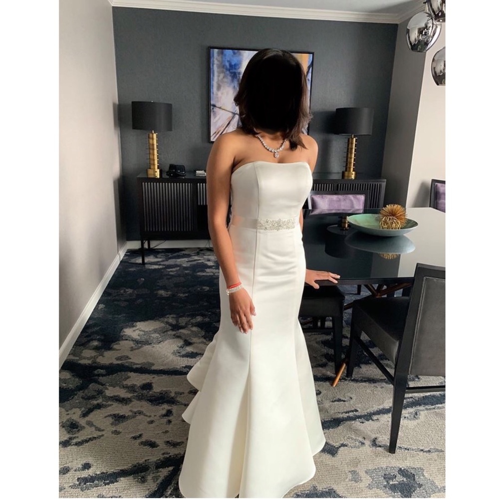 Strapless Trumpet Wedding Dress with Ribbon Waist